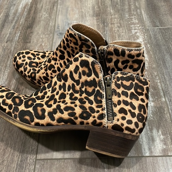 Lucky Brand Leopard Print Boots Real Hair Booties Mobwife - Picture 6 of 12